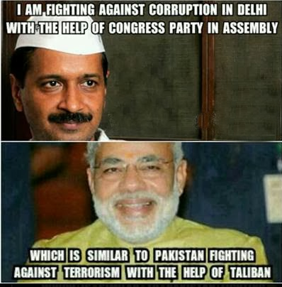 Funny Indian Political Cartoon Arvind Kejriwal - Narendra Modi Words on Corruption In India